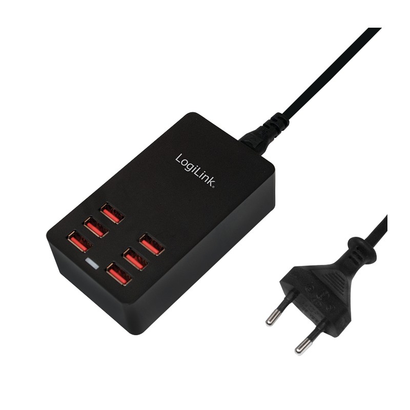 Caricatore da Tavolo a 6 porte USB 32W Nero Caricatore da Tavolo a 6 porte USB 32W Nero