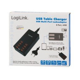 Caricatore da Tavolo a 8 porte USB 44W Nero