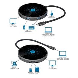 Docking Station USB-C™ 8-in-1 con Pad di Ricarica Wireless