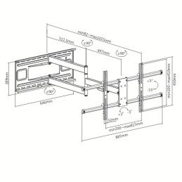 Staffa a Muro Braccio Estensibile fino a 1015 mm per LCD 43-80" Nero