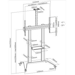 Supporto da Pavimento per TV da 70" a 120" Bianco