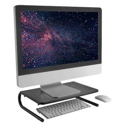 Stand Supporto da Scrivania per Monitor Notebook in Metallo 370mm Nero