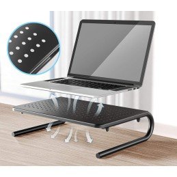 Stand Supporto da Scrivania per Monitor Notebook in Metallo 370mm Nero