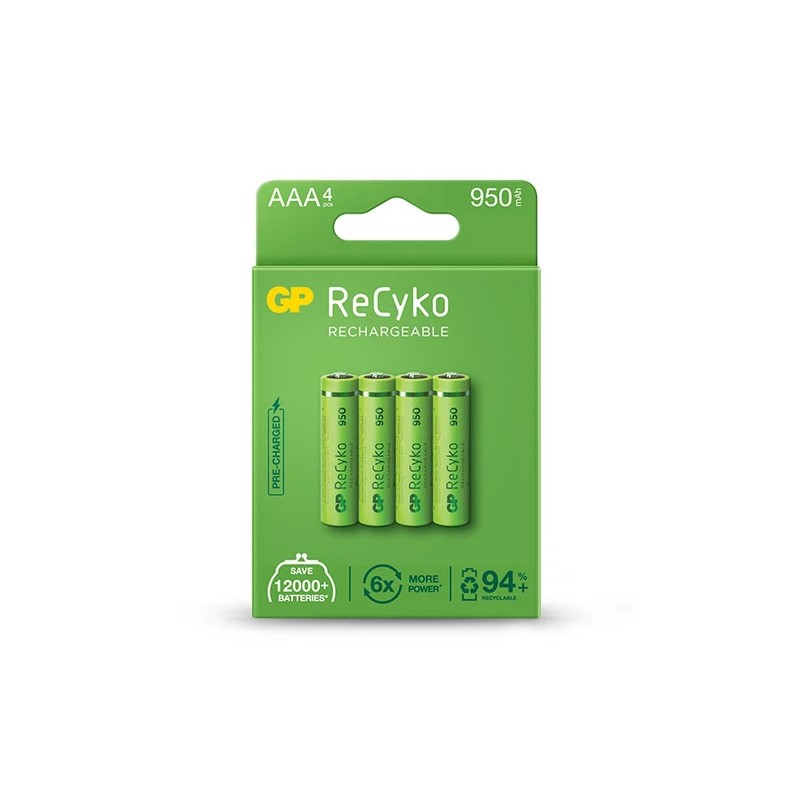 Blister 4 Batterie Ricaricabili AAA Mini Stilo 950mAh GP ReCyko