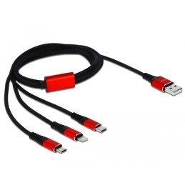 Cavo di Ricarica USB 3 in 1 Lightning Micro USB USB-C™ 1m Rosso