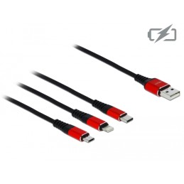 Cavo di Ricarica USB 3 in 1 Lightning Micro USB USB-C™ 1m Rosso