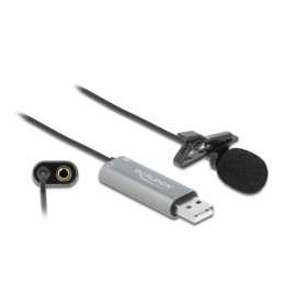 Microfono Lavalier Omnidirezionale USB Jack 3.5mm 24bit 192kHz con Clip