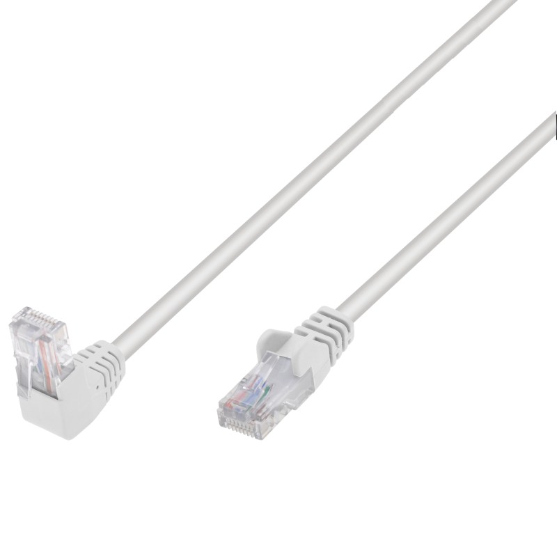Cavo di Rete Patch Connettore Angolato 90° CCA Cat. 5E UTP 1m Bianco Cavo di Rete Patch Connettore Angolato 90° CCA Cat. 5E UTP 1m Bianco