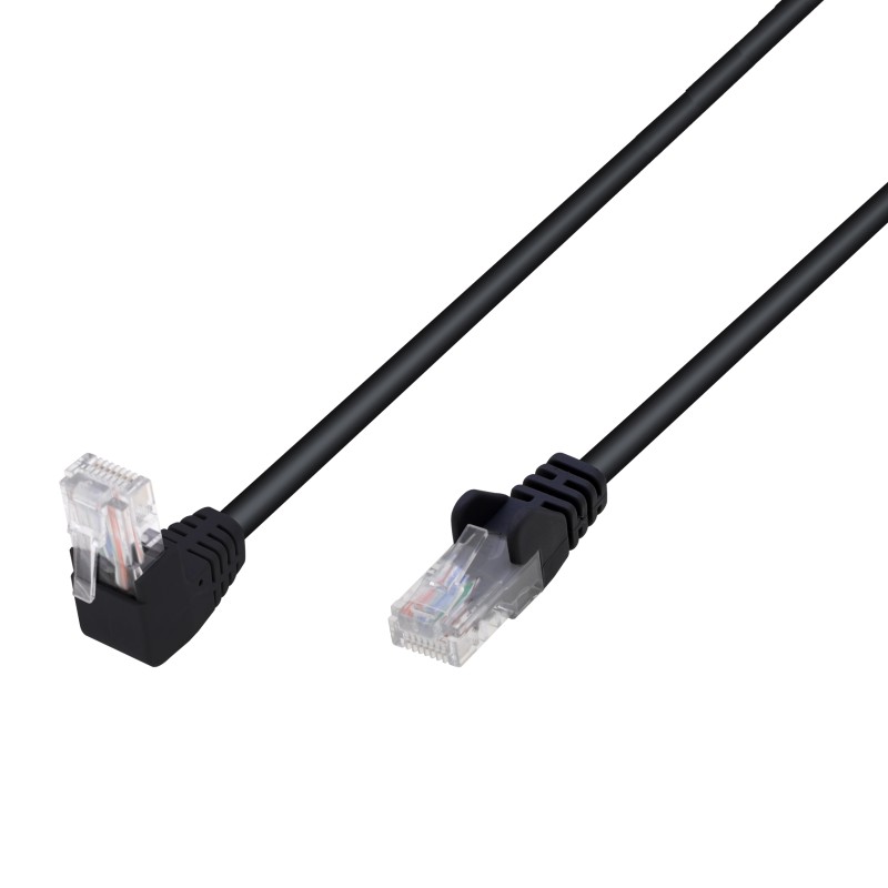 Cavo di Rete Patch Connettore Angolato 90° CCA Cat. 5E UTP 3m Nero Cavo di Rete Patch Connettore Angolato 90° CCA Cat. 5E UTP 3m Nero