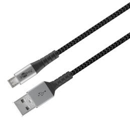 Cavo Micro USB Guaina Intrecciata USB2.0 A M/MicroB M 0,5m Nero/Silver