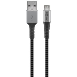 Cavo Micro USB Guaina Intrecciata USB2.0 A M/MicroB M 0,5m Nero/Silver