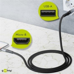 Cavo Micro USB Guaina Intrecciata USB2.0 A M/MicroB M 0,5m Nero/Silver