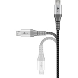 Cavo Micro USB Guaina Intrecciata USB2.0 A M/MicroB M 1m Nero/Silver