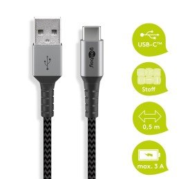 Cavo USB-C™ a USB A Connettori in Metallo e Rivestimento Tessuto 0,5m