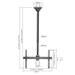 Supporto TV 37"-70" da Soffitto Altezza Regolabile Full-motion