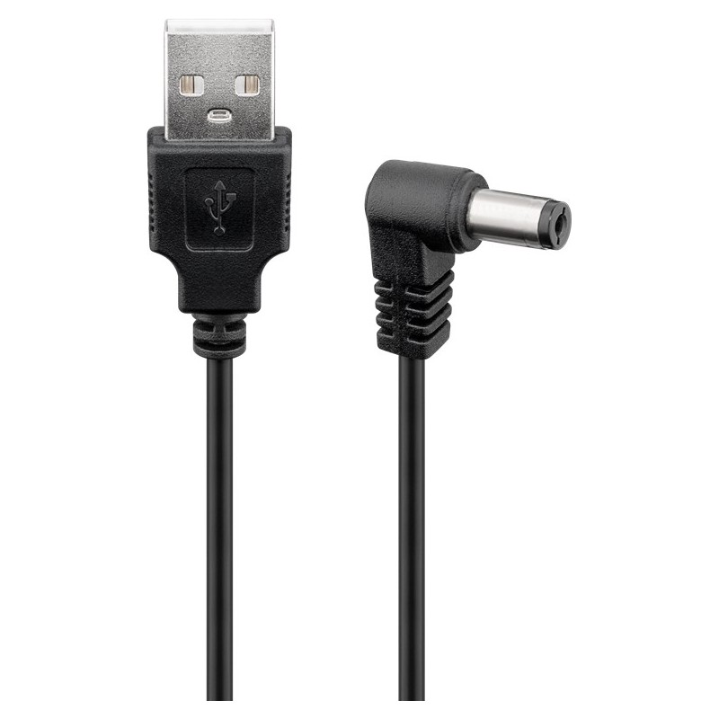 Cavo USB A Maschio a DC 5,5 x 2,1 mm Maschio Angolato 0,5m nero