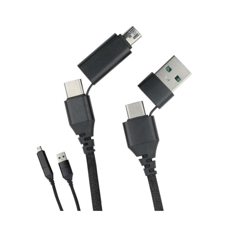 Cavo di Sincronizzazione e Ricarica USB-C™ USB-A e Micro USB 1.2m Nero Cavo di Sincronizzazione e Ricarica USB-C™ USB-A e Micro USB 1.2m Nero