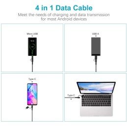 Cavo di Sincronizzazione e Ricarica USB-C™ USB-A e Micro USB 1.2m Nero