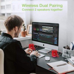 Altoparlante Wireless Speaker Portatile con Vivavoce e Luci LED Rosso