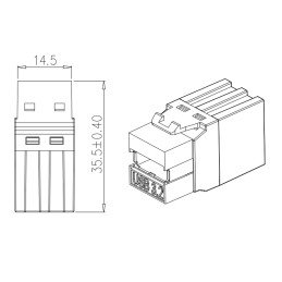 Connettore Keystone USB3.2 tipo A Femmina/Femmina 1,45 cm Nero