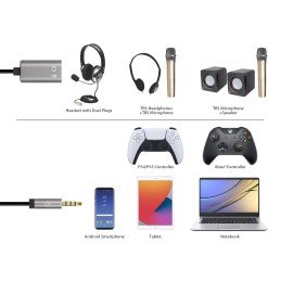 Cavo Adattatore per Cuffie con Splitter Audio Stereo AUX 20cm