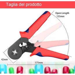 Pinza Crimpare a Cricchetto per Capicorda con 1200 Terminali 2.5-6.0 mm²