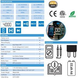 Multimetro Digitale con Connessione Bluetooth 4000 Counts CLOGIC5900CBINT