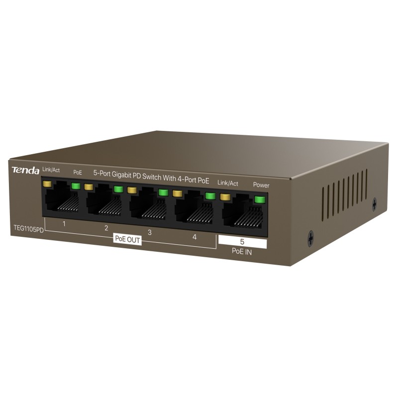 Switch PoE 5 porte Gigabit PD, TEG1105PD